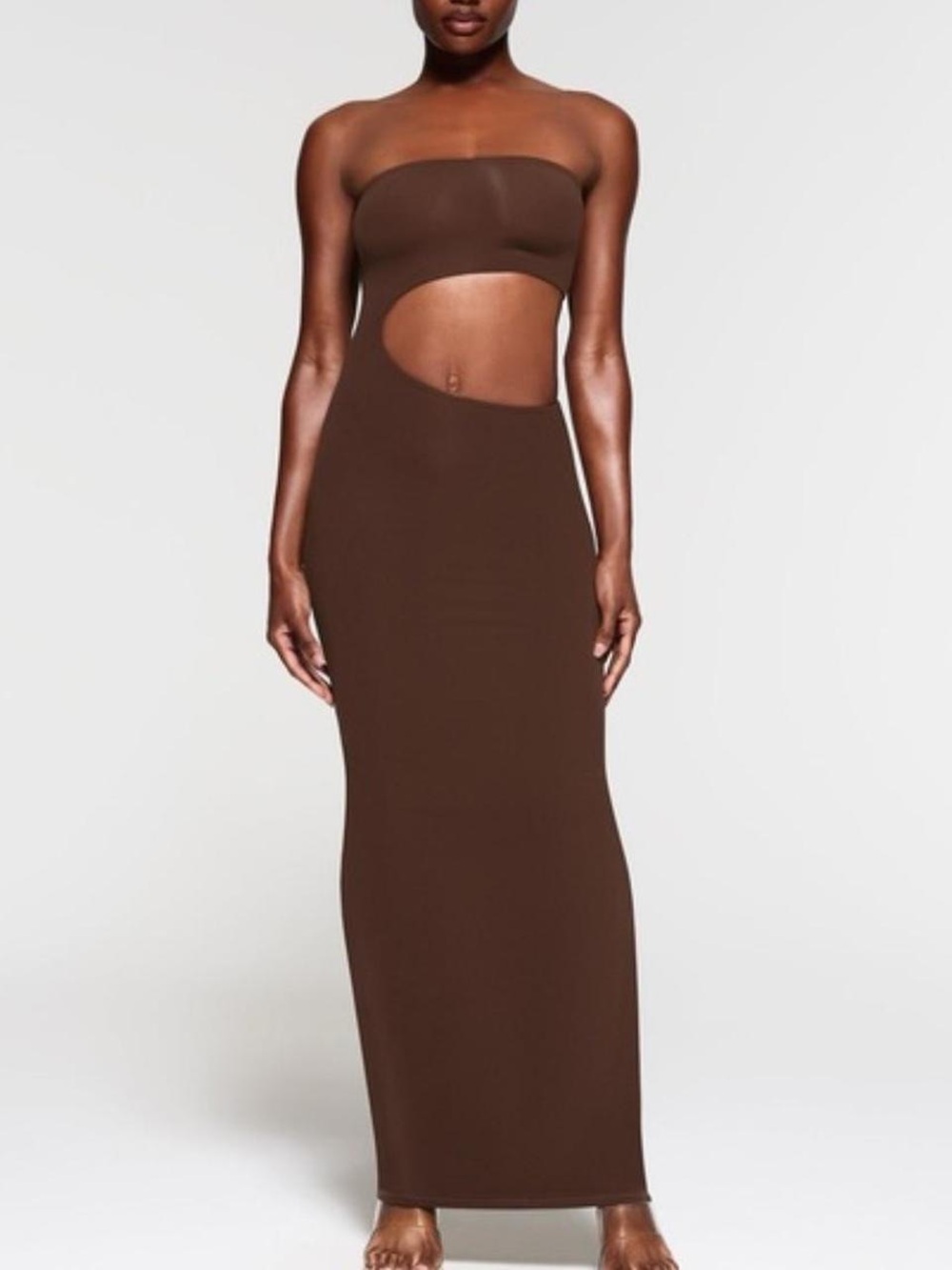 SKIMS Brown Strapless Cutout Maxi Dress